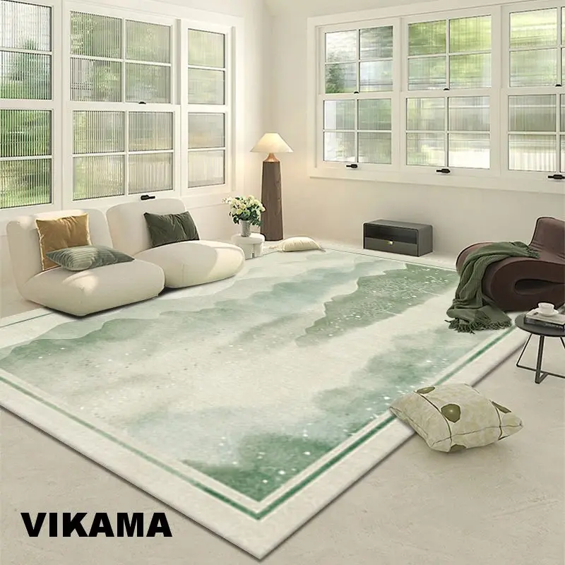 VIKAMA Crystal Pile New Chinese Carpet Green Hotel Bedroom Household Bedside Full Rug Living Room Bedroom Fresh Sofa Mat