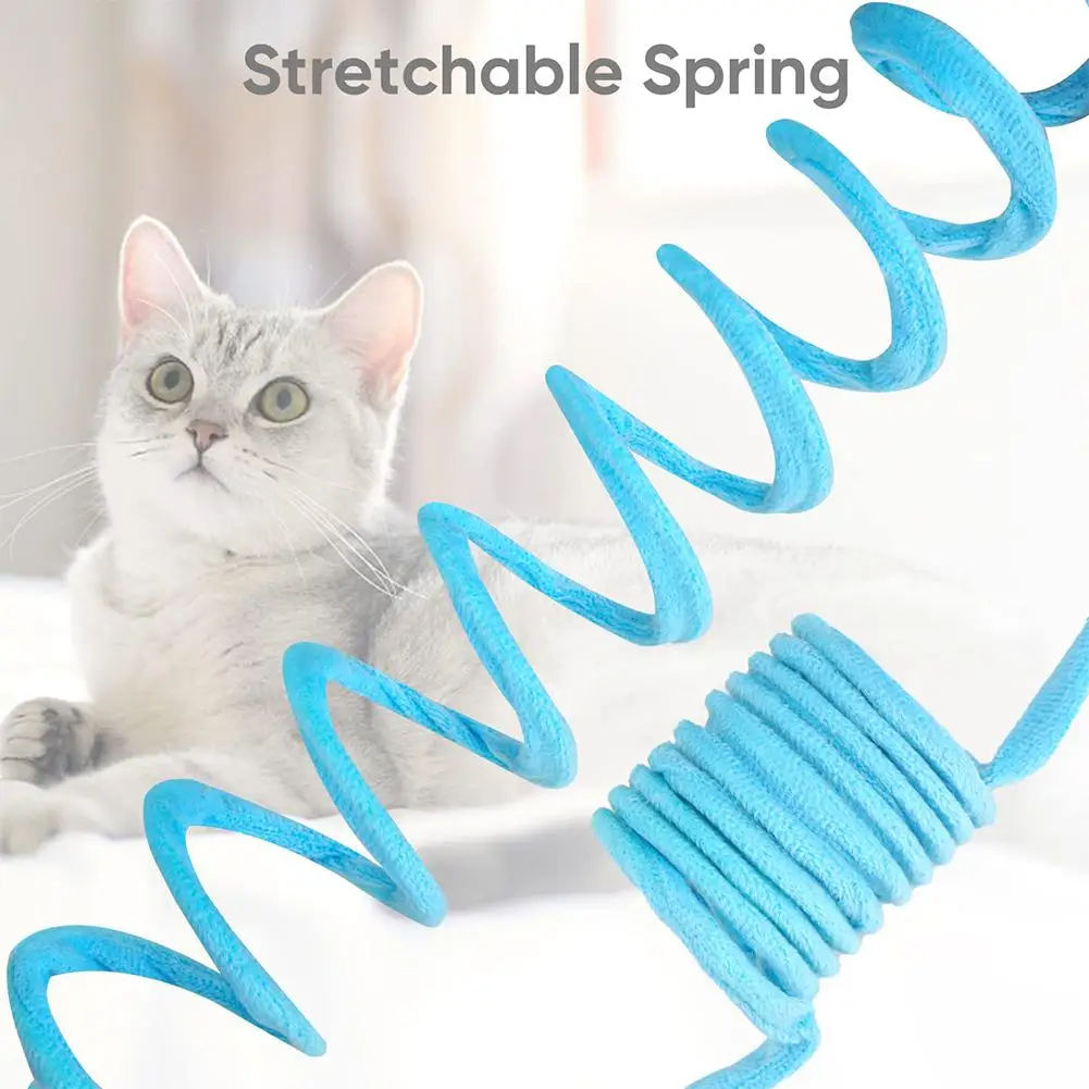 Pet Cat Plush Toy With Suction Cup Adjustable Stretchable Hanging Spring With Bell Interactive Toy For Indoor Cats Accessories