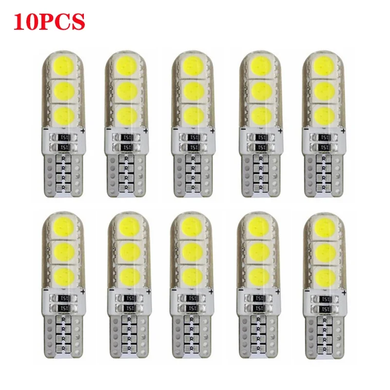 

2/5/10pcs T10 Car Signal LED Bulb COB Interior Light 12V Super Bright White Auto Reading Wedge Side License Plate Lamp 6SMD Red