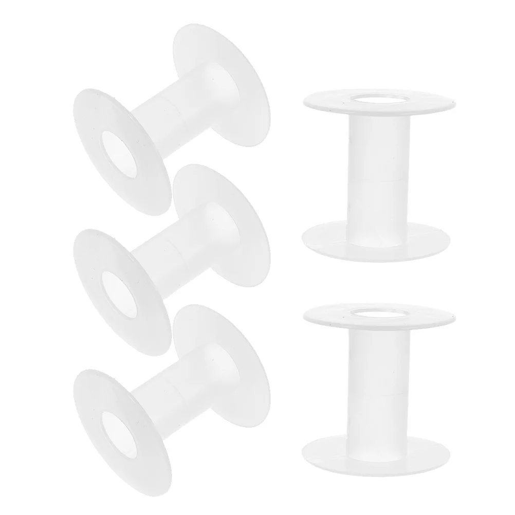 5 pcs Plastic Spools Transparent Small Empty Thread Spool Organizer For Wire Cord Ribbon Yarn Sewing Tape Bobbin Holder I-Shaped