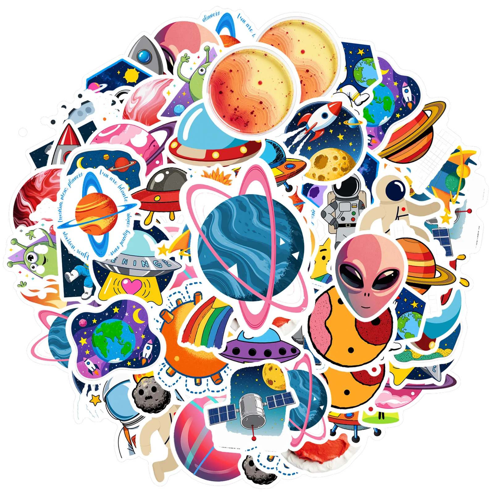 35pcs Playful Astronaut Stickers Whimsical UFO UFO Stickers Stickers For Laptop Luggage Scrapbook Diary Sticker