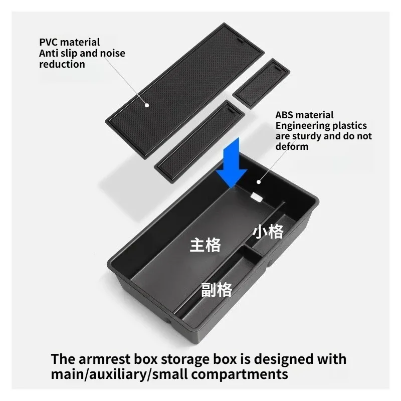 Für Xpeng P7+ 2024-2026 Auto Mittelarmlehnen-Aufbewahrungsbox Kabelloses Laden Silikon-Pad Untere Aufbewahrungsbox Ablage Auto-Zubehör – Detail 9