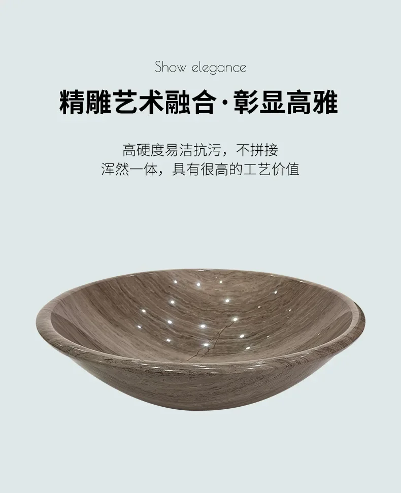 Marble counter basin, anti-splash washbasin, household bathroom round basin