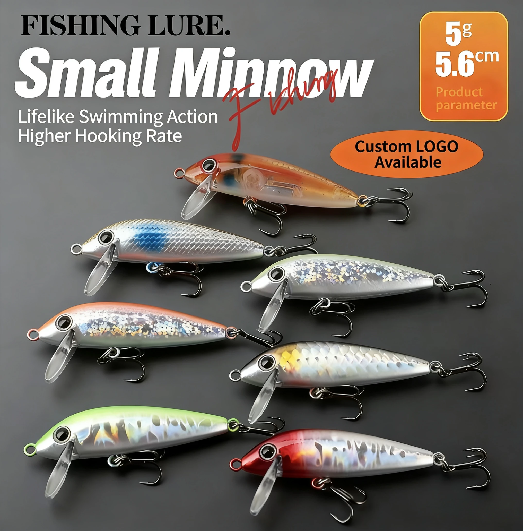

Minnow Lure Sinking With Built in Lead 5g 56mm Stream Lake Artificial Bait For Culter Fishing