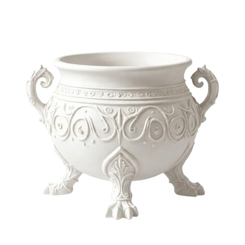 3D Printed Gothic Cauldron Planter Pot Dark Aesthetic with Three Legged Cauldron Storage Pot Plastic Dual Curved Handles