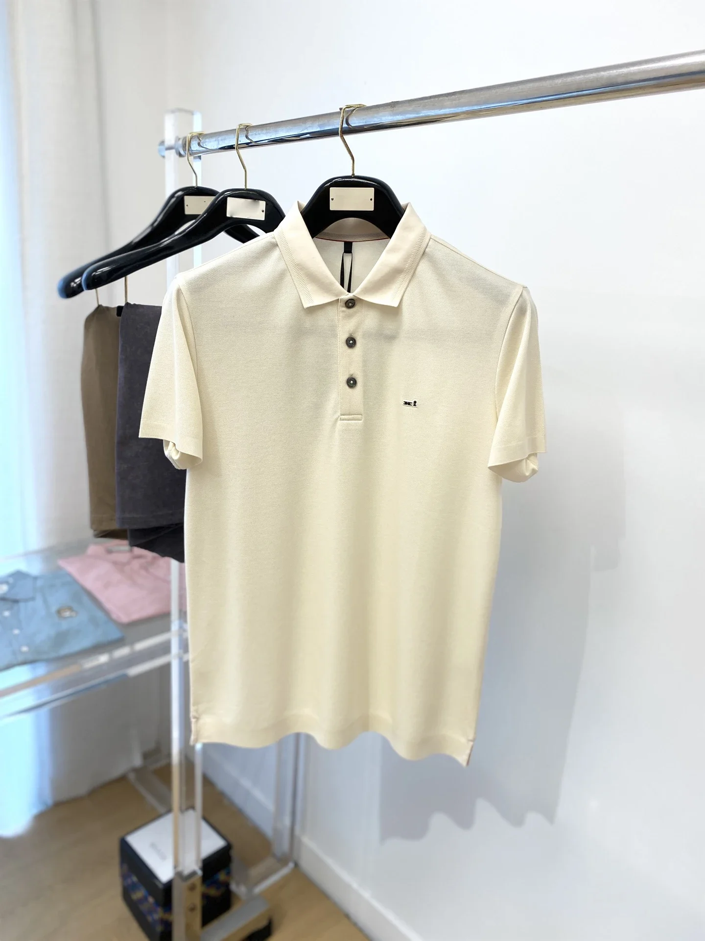 

7DIKU2025Мужская ранняя весна, новый стиль, воротник и нижняя полоска PaireM-XXXLd, футболка с короткими рукавами и лацканами, модная