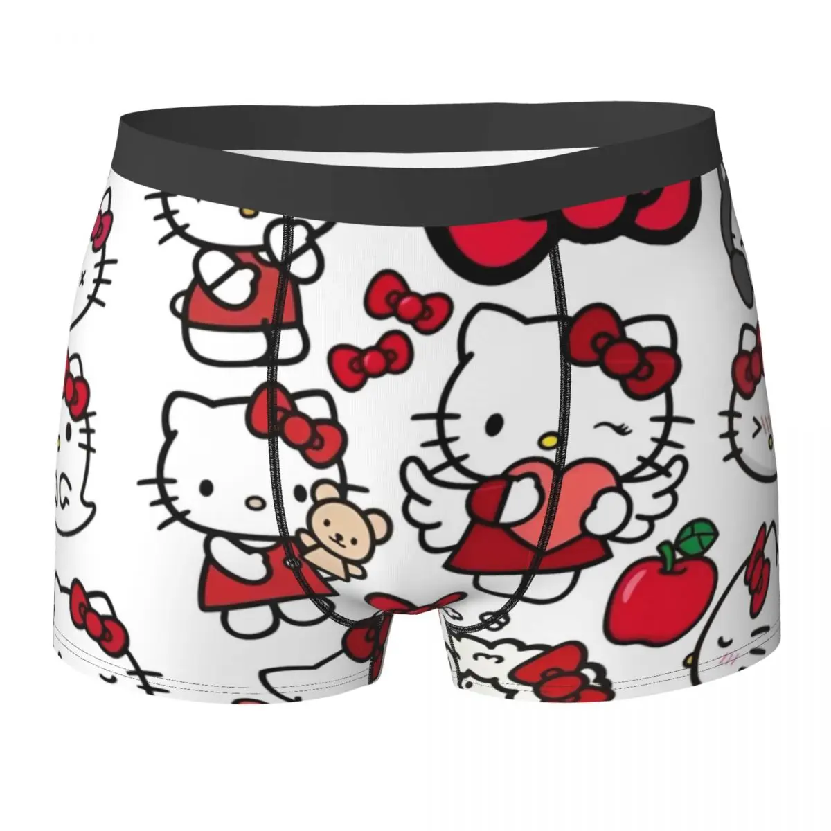 

Red Hello Kitty Underwear Pouch Trenky Trunk Print Shorts Briefs Sexy Male Underpants Plus Size 2XL