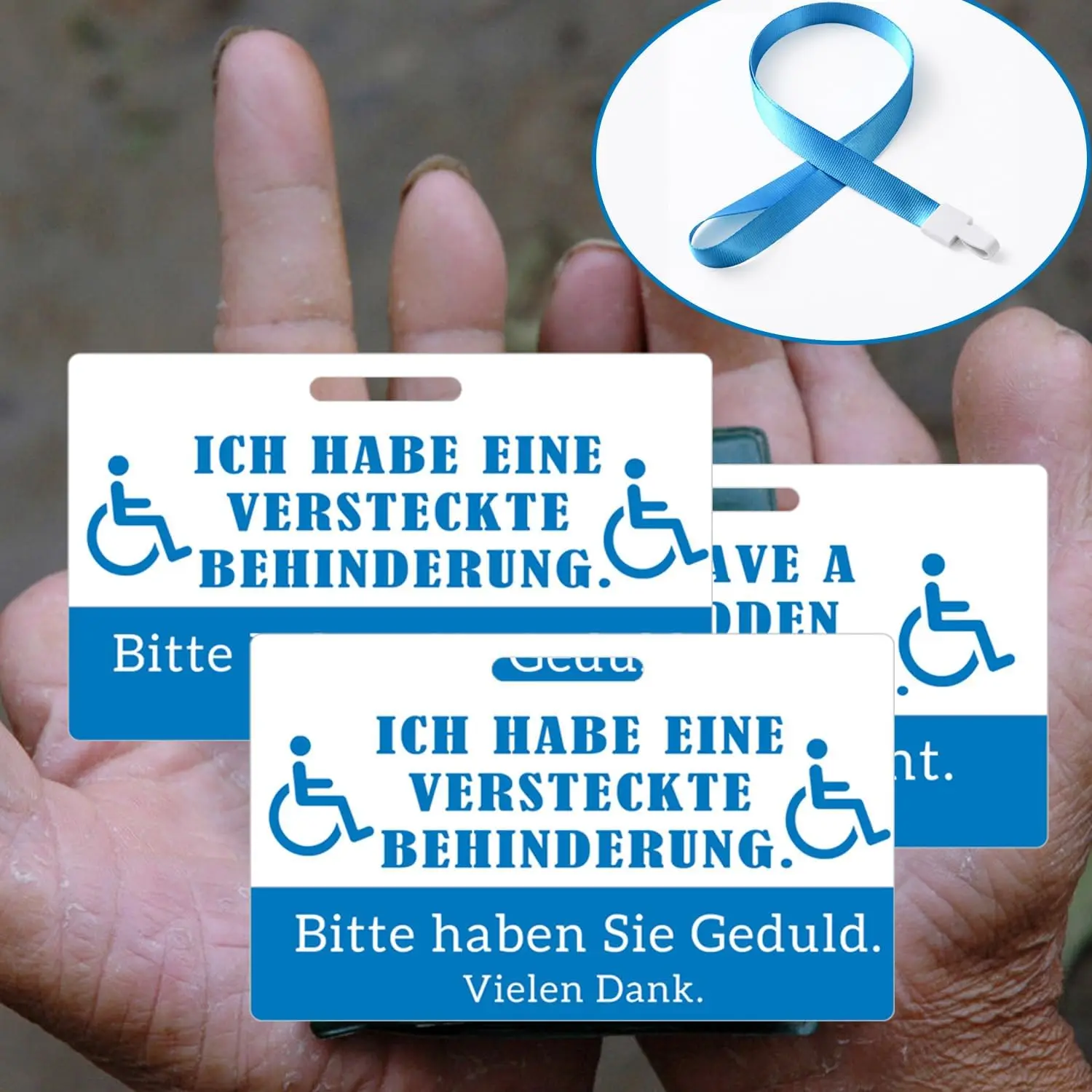 1 Set Hidden Disability Medical Care Card with Lanyard 3.5 x 2.1inch I Have a Hidden Disability, Please be Patient Bilingual Pat