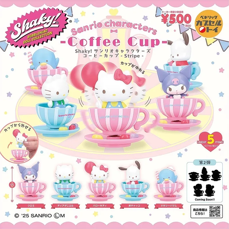 5 Buah Mainan Gashapon Karakter Sanrio Cangkir Kopi Hello Kitty untuk Hadiah Anak-anak Model Koleksi Ornamen