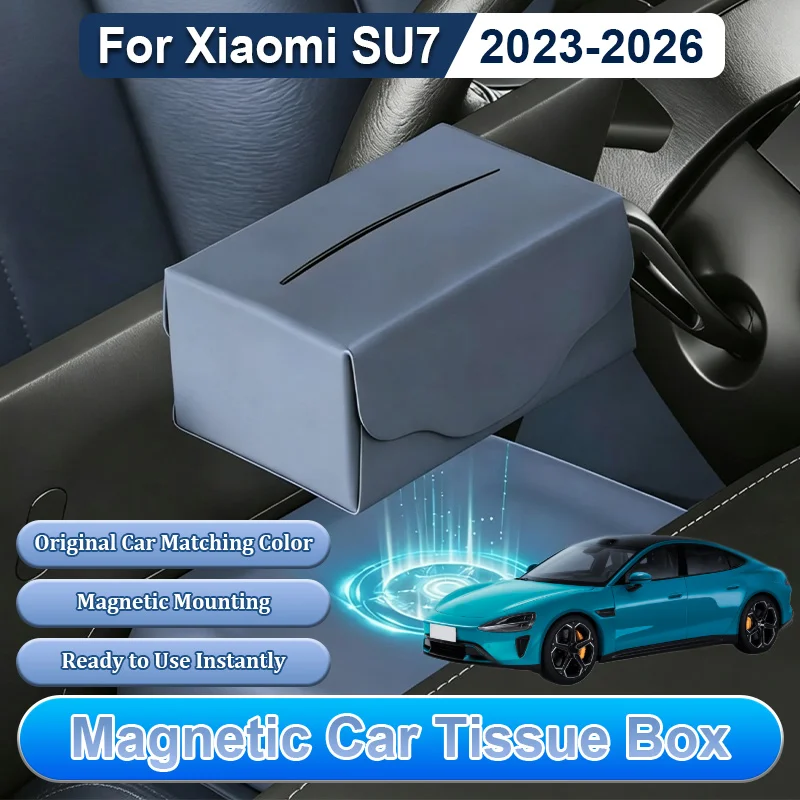 For Xiaomi SU7 2023 2024 2025 2026 Car Tissue Box Magnetic Storage Box Aesthetically Pleasing Secure Car Interior Accessories