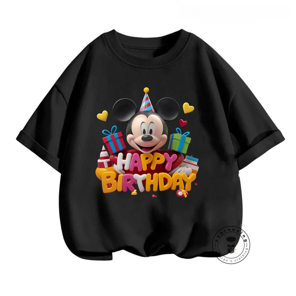 Popular Disney Summer Apparel Fashionable O-Neck T-Shirts Featuring Mickey Mouse Cartoon Kawaii Relaxed Fit for Kids Comfy Wear