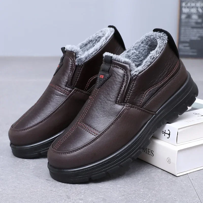 Winter Men's Boots New Plush Warm Waterproof Non Slip Cotton Boots Comfortable Outdoor Cold Proof Ankle Boots Botas Para Hombre