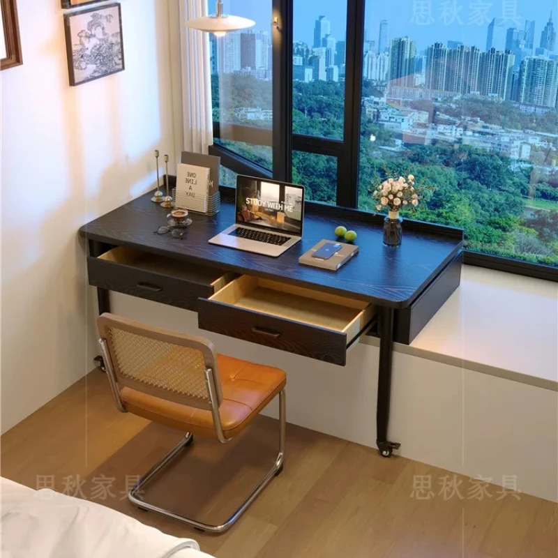 Modern Solid Wood Bay Window Desk Nordic Creative Pull-out Retractable Computer Desks with Drawers Bedroom Furniture FYFD