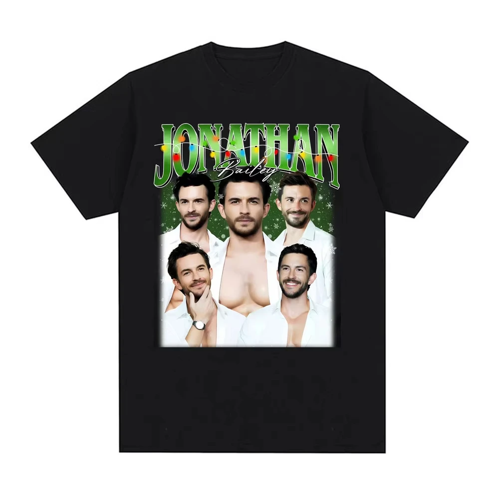 Jonathan Bailey, camisetas vintage de Navidad para hombre y mujer, camiseta holgada de manga corta a la moda, camiseta informal de algodón con cuello redondo