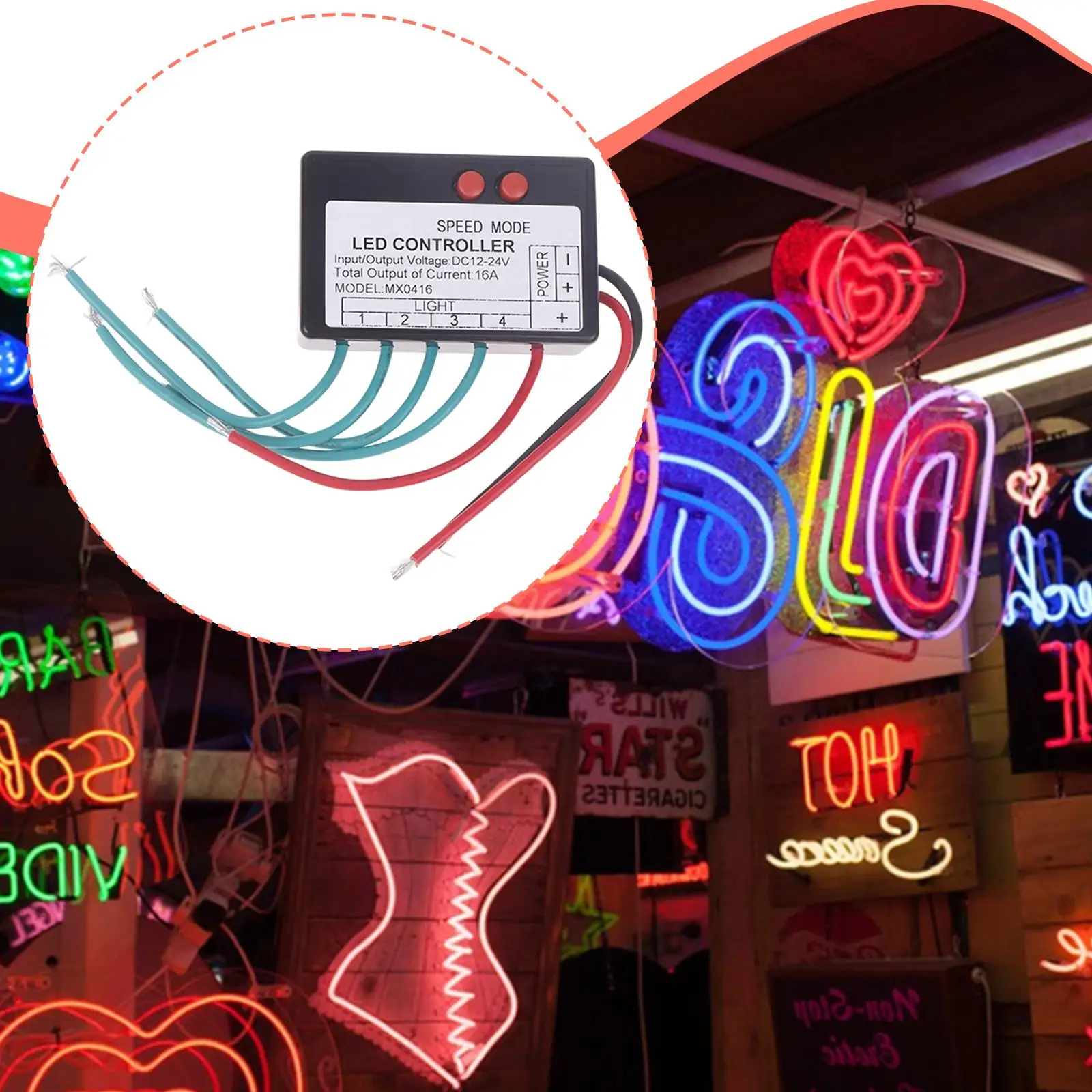 Single Color LED Strip Light Controller, Jump Water Flash Horse Sign, 12V-24V for Illuminated Display