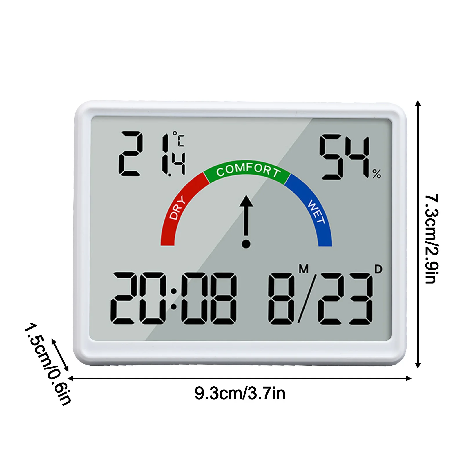 Battery Powered Electronic Clock Hanging Holes 3.5x2.7x0.6 Inches Multifunctional Plastic White. Multifunction