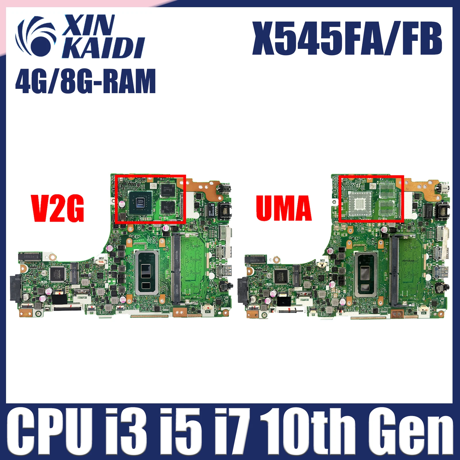 X545FA Notebook Mainboard For ASUS Vivobook 15 X545FA X545FJ X545FB X545F Laptop Motherboard CPU i3 i5 i7 10th Gen 4G/8G