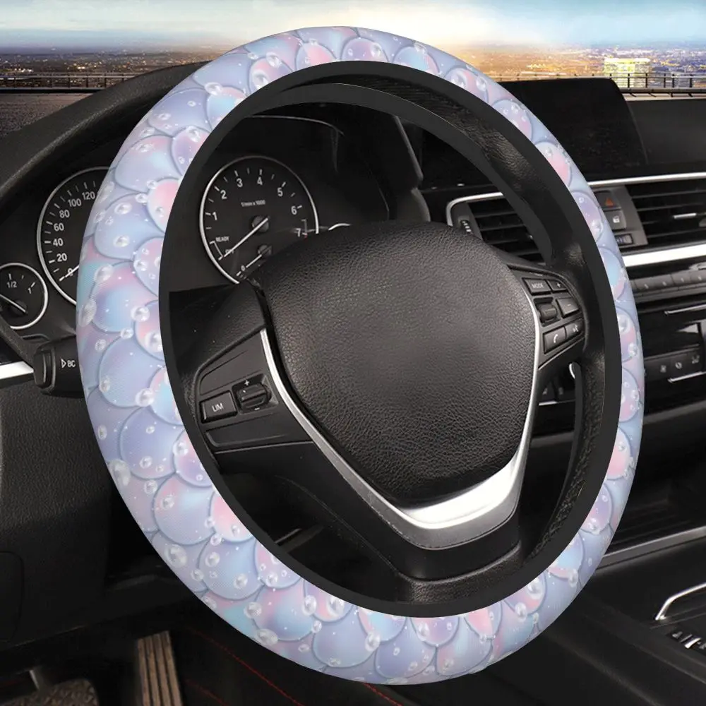 Mermaid Tail Texture 15 Inch Car Steering Wheel Cover Is Anti Slip and Suitable for All Vehicle Models Beautiful Car Accessories