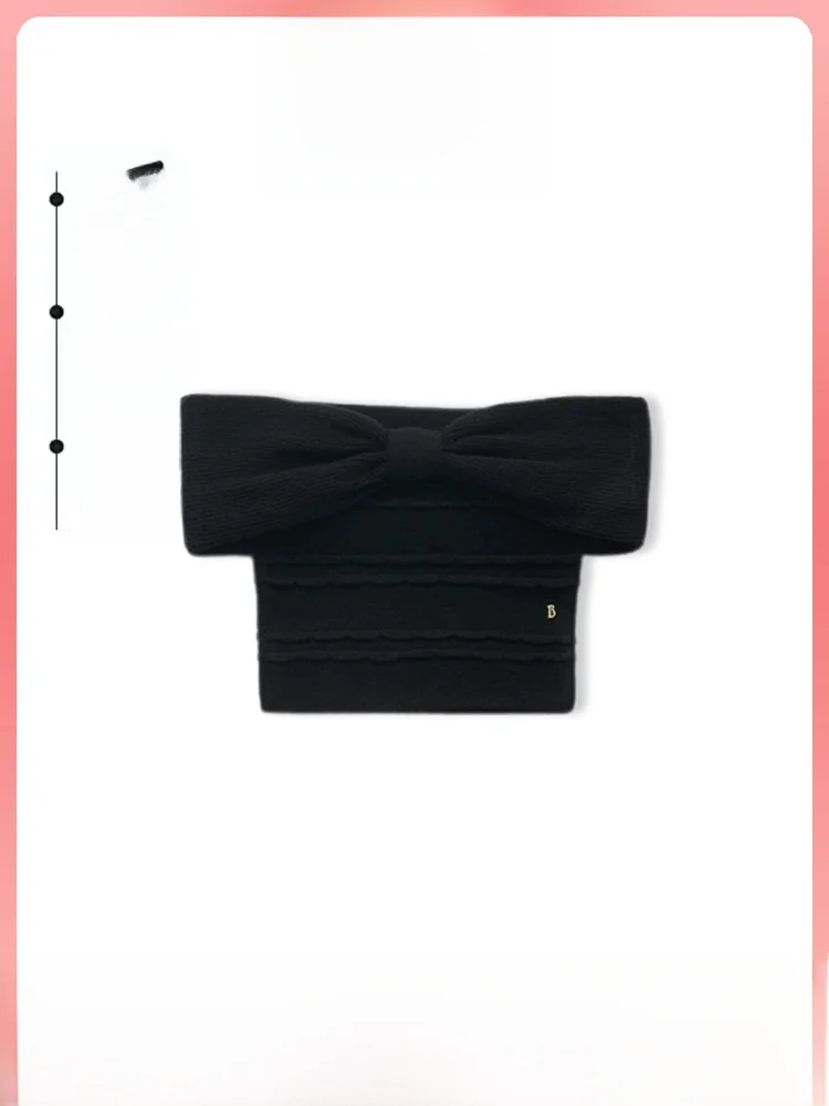 

Ele Slim Fit Knot Шерстяной вязаный свитер на одно плечо от Barnnet Commute Sle Корейская версия Ultra ort L...