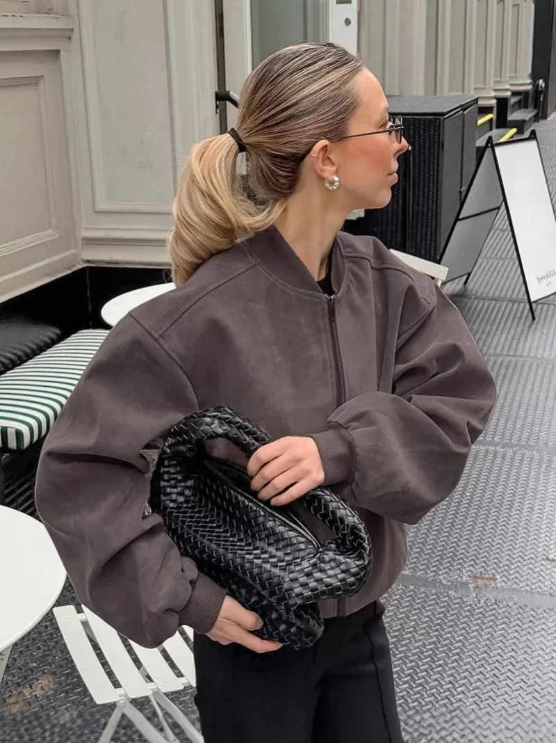 

Новинка 2023 года, женская куртка, пальто, воротник-стойка, длинный рукав, молния, эластичный подол, женские куртки, однотонные классические осенние пальто для женщин