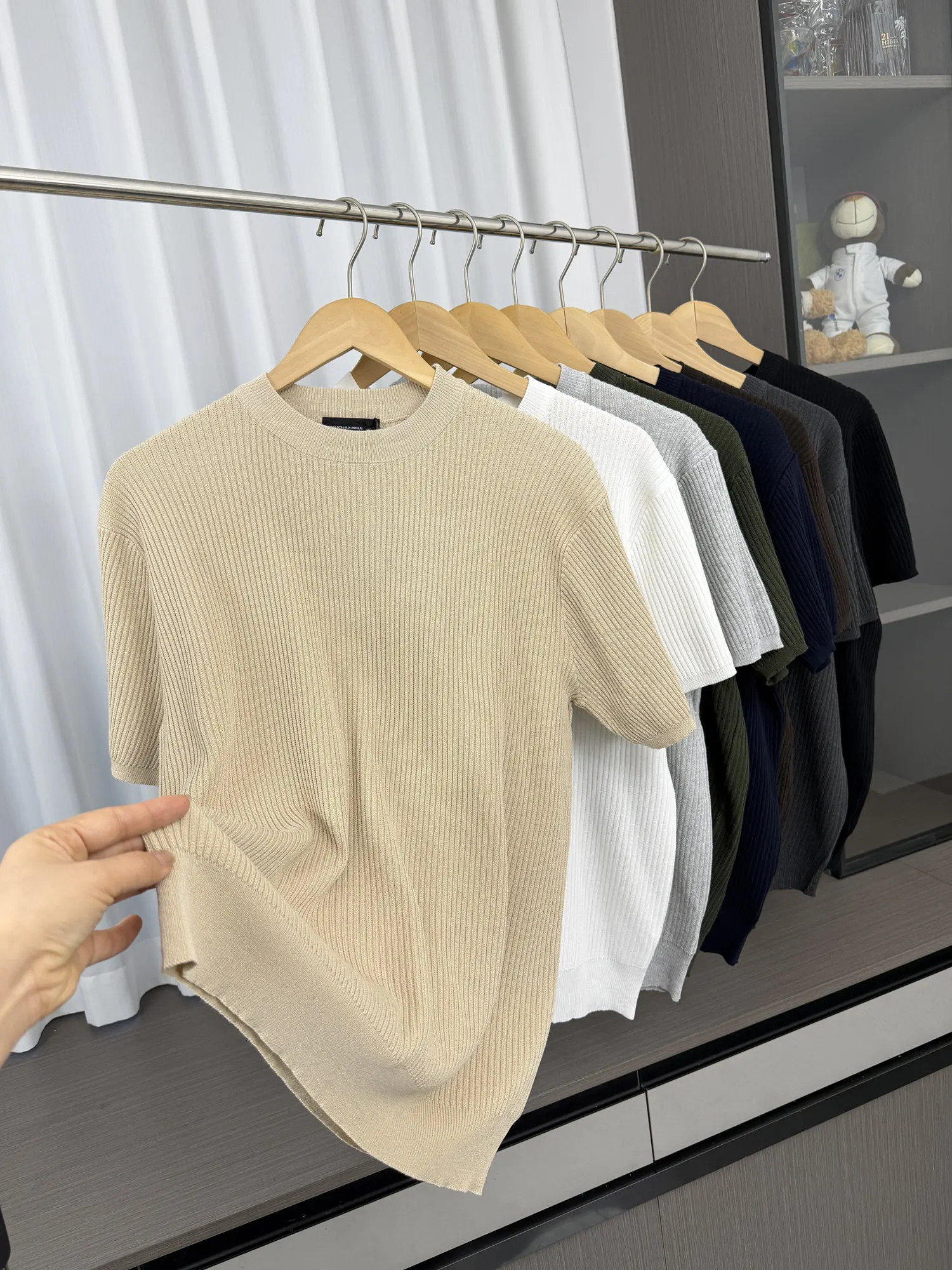 

Minuika Knitwear! Soft And Fine! Men's Casual Color round Ne ort Sve T-irt Trendy Spring Summer