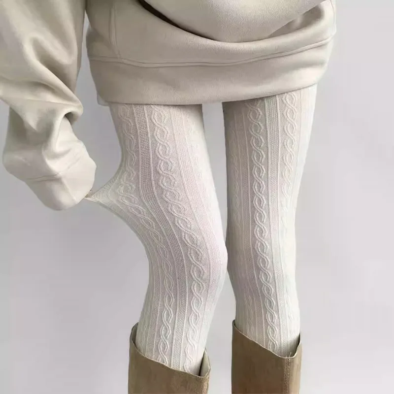 

Autumn Winter New Oats Knitting Pantyhose Girls Dough Twists Japanese Jk College Style Pantyhose Spiral Pattern Cotton Tights