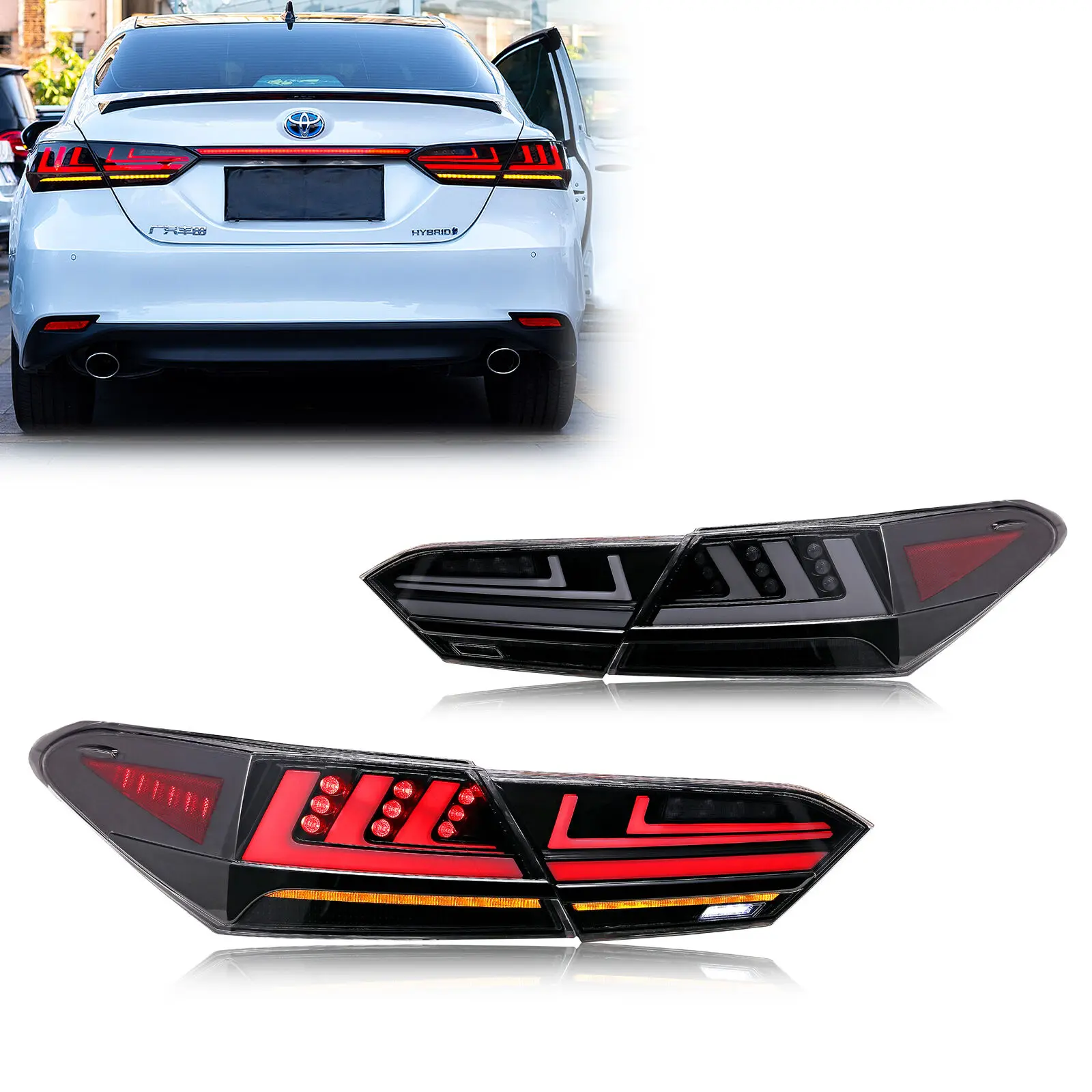 

LED Tail Lights for Toyota Camry 2018-2024 8th Gen SE XSE LE XLE TRD Sequential Turn Signal Start-up Animation Rear Lamps Assembly