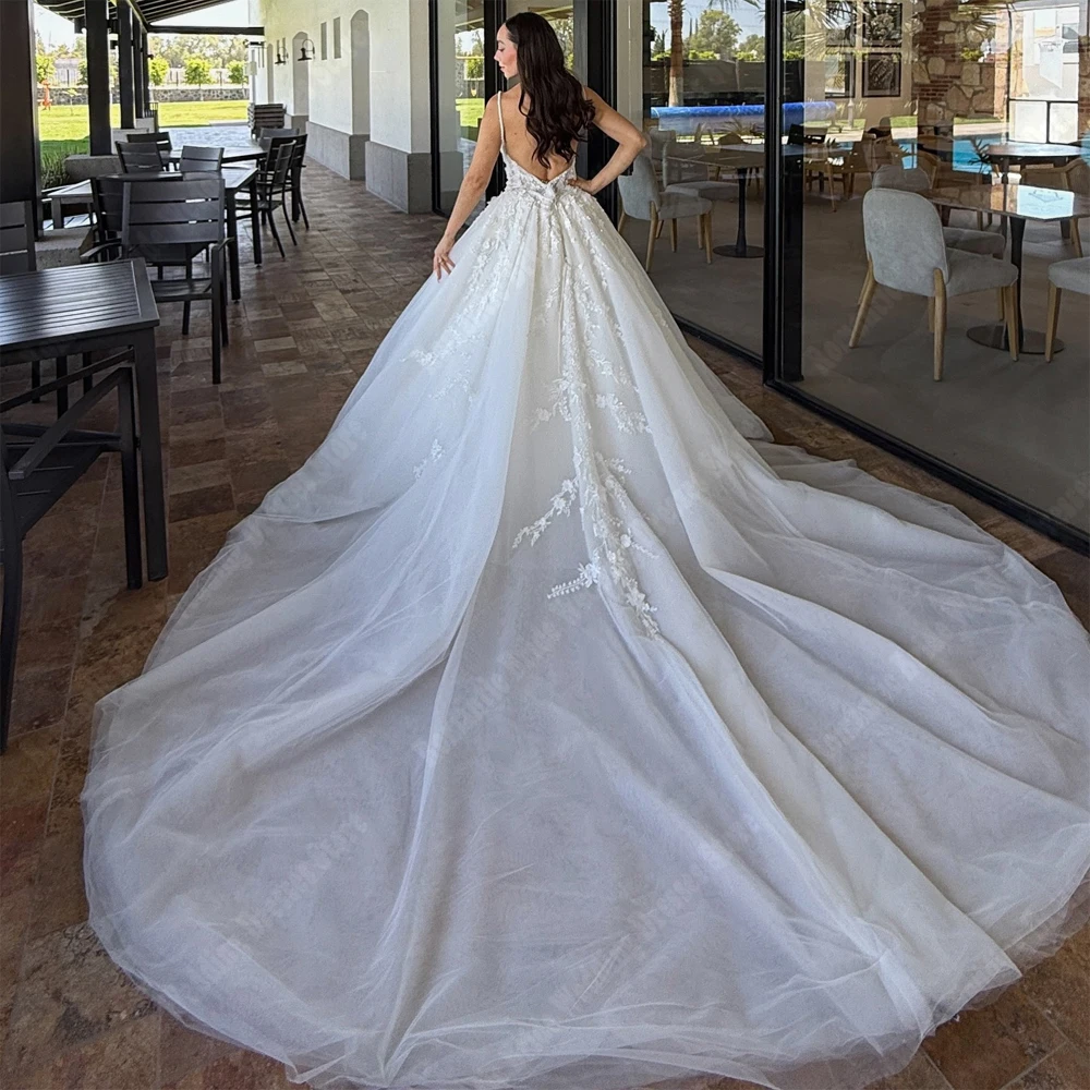 우아한 v-목 여성 웨딩 드레스 Mopping 길이 공주 신부 가운 공주 칵테일 파티 Vestidos De Novia 맞춤형