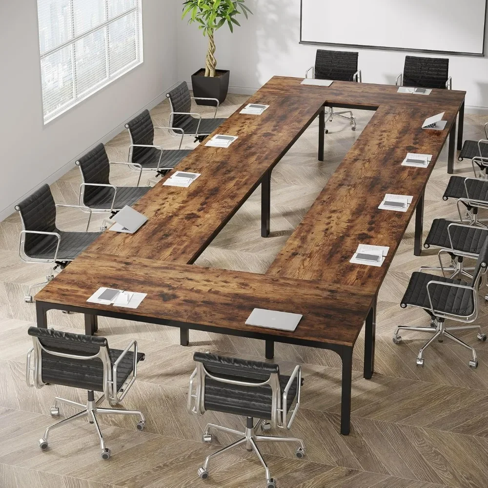 

78.74-Inch Set of 6, 19FT Conference Room Table,Large Rectangle Meeting Seminar Table Set for 16-22 Person, Long Business Tables