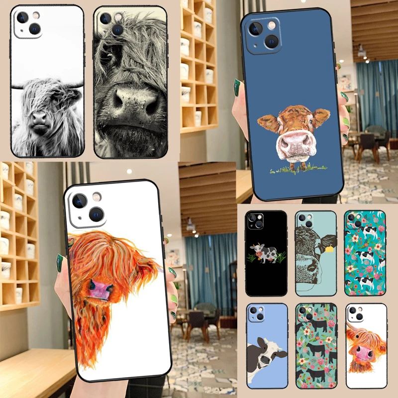 Cute Highland Cow Phone Case For Samsung Galaxy S24 S26 Ultra S20 S21 S22 S23 S25 Plus S10 S25 FE Cover Shell
