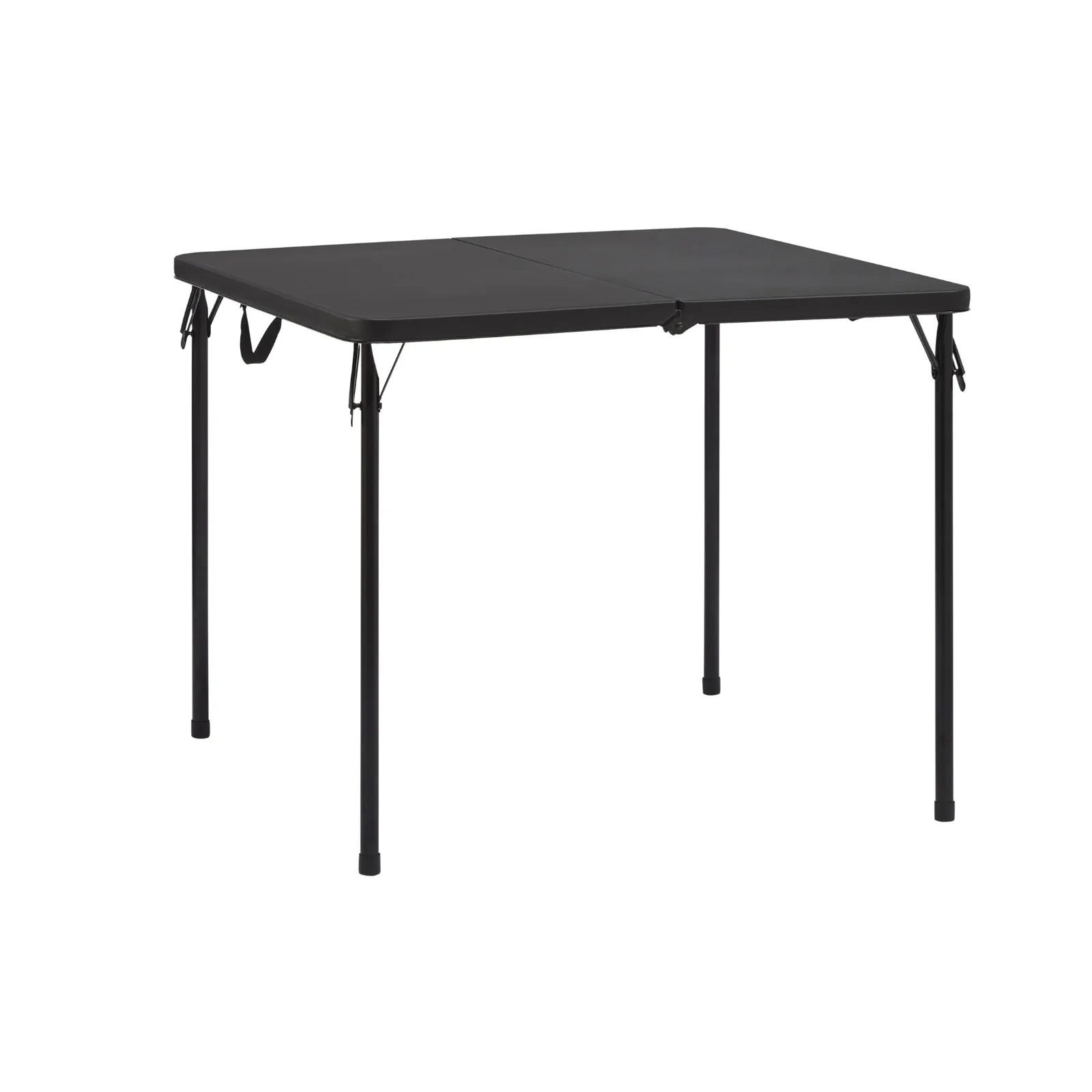 

US 34" Square Resin Fold-in-Half Table, Rich Black Comfortably seats 4 adults Easily folds in half for convenient storage