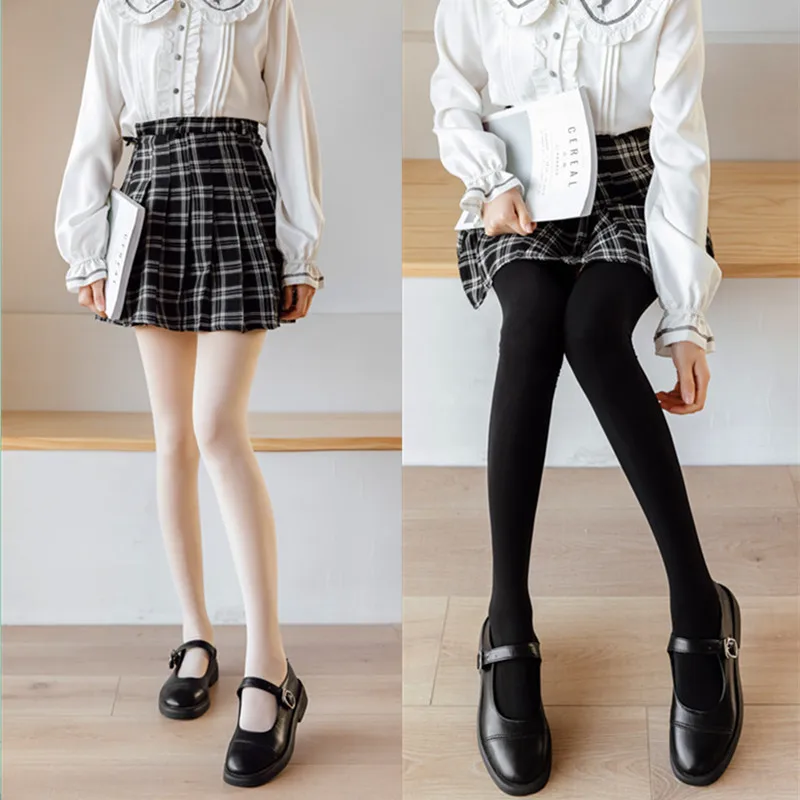 Medias largas por encima de la rodilla de terciopelo 120d, estilo japonés, alargadas, 80cm de altura, 190cos, madre falsa, blanco y negro