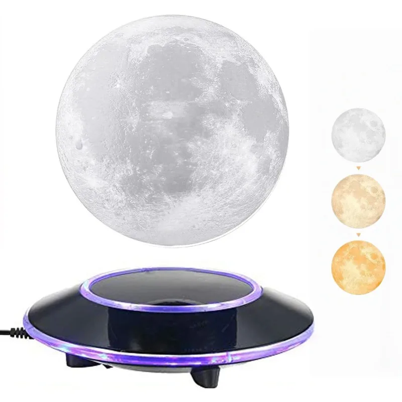 Levitating Moon Lamp Floating in Air 3 Colors with Changing LED Lights for Home,Office Decor,Unique Holiday Gifts,Night Light