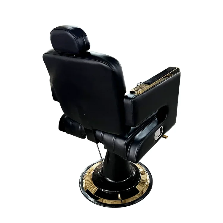 2026 Fashion Modern Barber Shop Chair Hydraulic Retro Black Salon Barber Chair with Head Pad