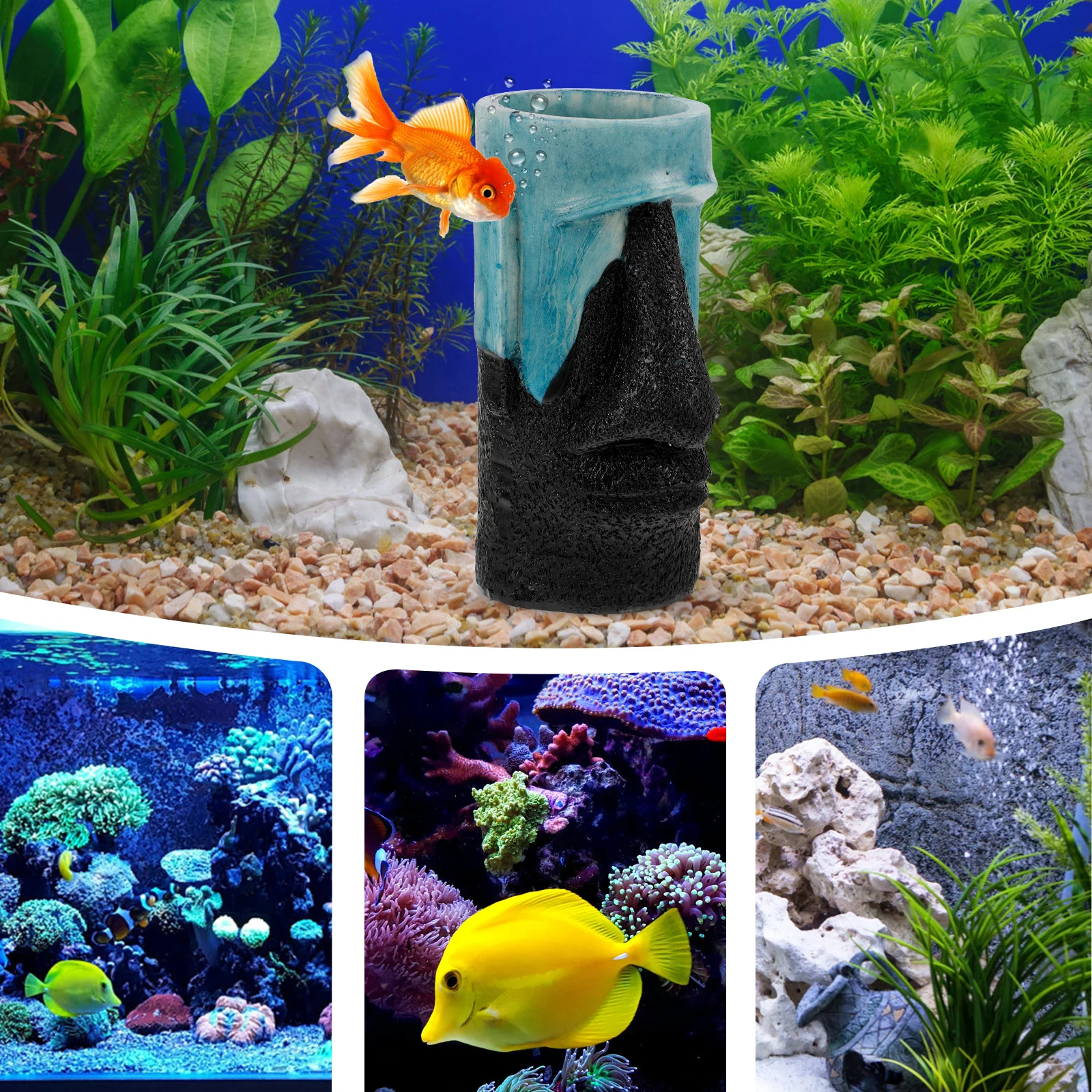 

Aquarium Ornament Moai Statue Decor Mini Fish Tank Ancient Statues Decorations Props