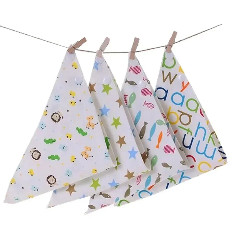 50pcs/Lot High Quality Double Layers Cotton Burp Cloths Lovely Cartoon Character Animal Baby Bandana Dribble Bibs