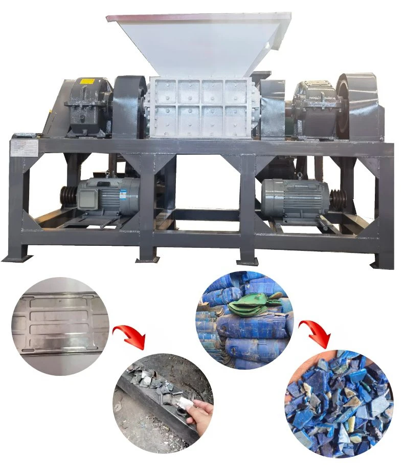 Heavy Duty Automatic Tire Shredder Machine Double Shaft Waste Rubber Plastic Crusher Recycling Plant for Car Tyres
