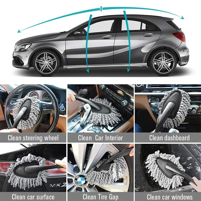 1/2Pcs Car Cleaning Tools Car Dust Mop Microfiber Washing Brush Dusting Tool Duster Home Clean Dust Removal Car Wash Brush