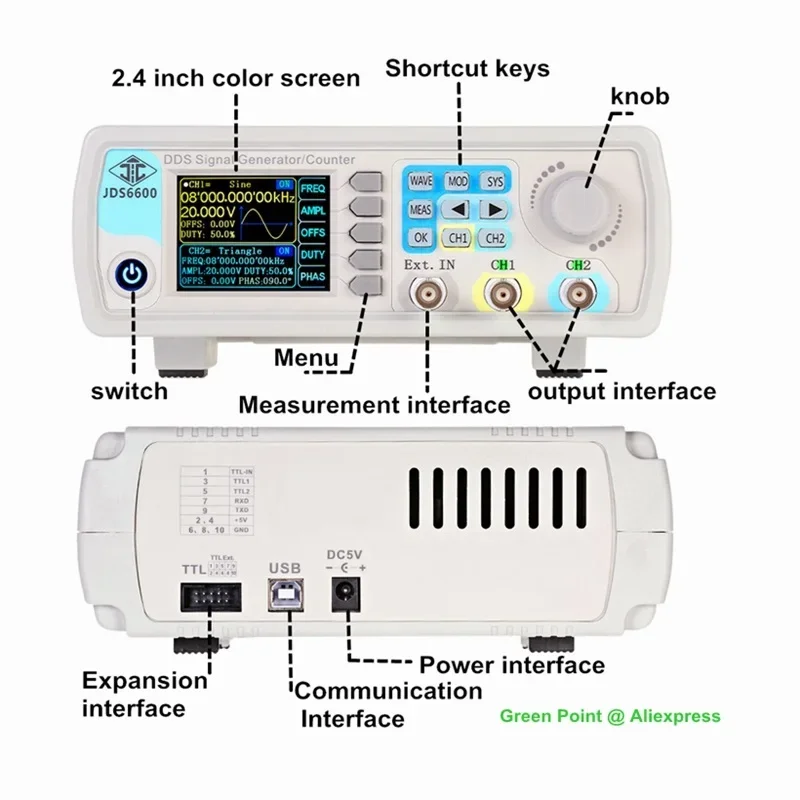 Function Generator JUNTEK JDS6600 40MHZ Digital Control 2 Channel Signal Generator 266Msa/S Arbitrary Waveform DDS Function Coun