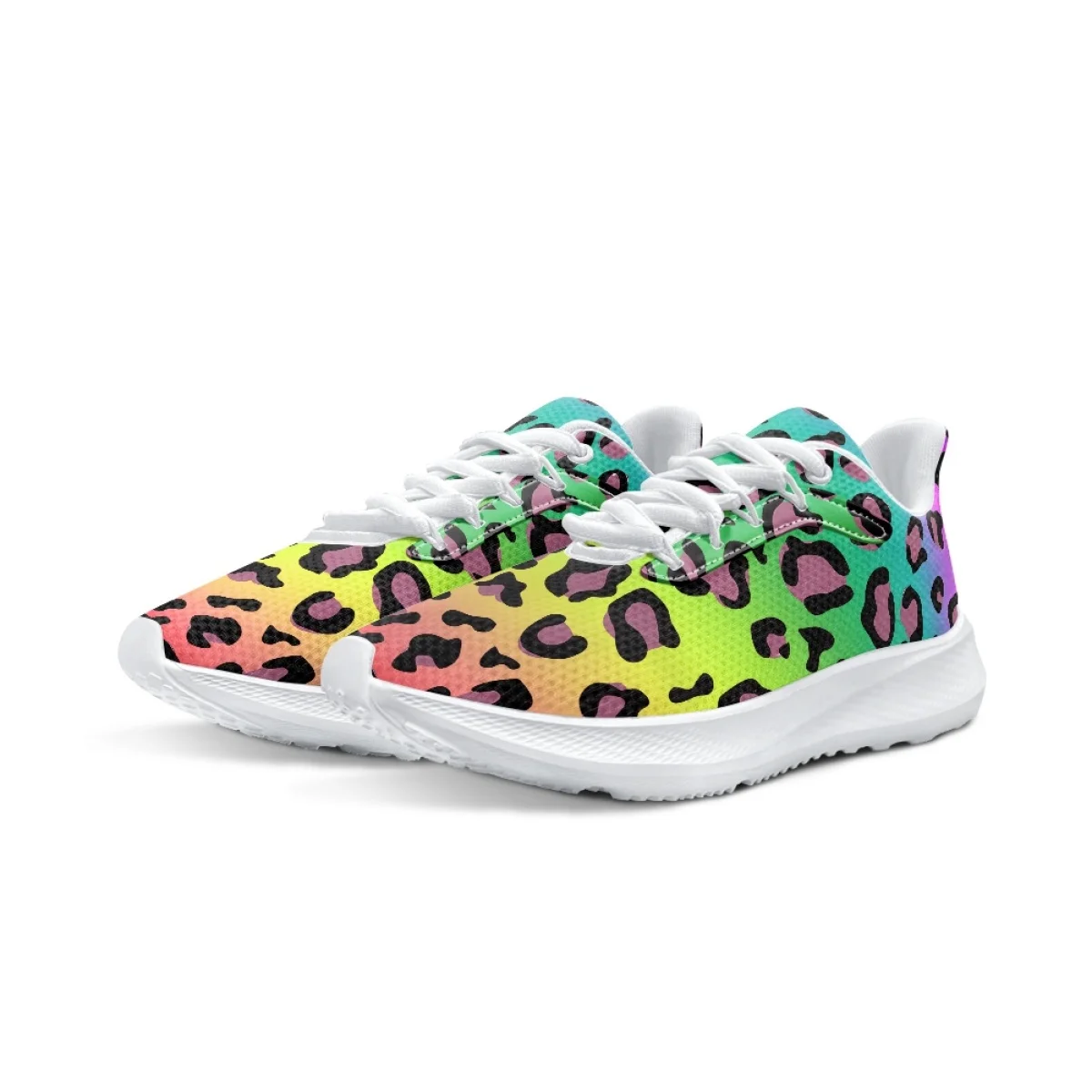 Gradient Leopard Print Ladies Spring Autumn Running Shoes Non-slip Breathable Custom Image Sneakers Trend Comfortable Footwear