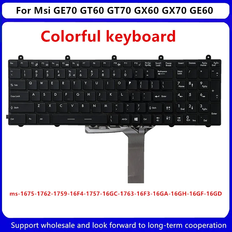 لوحة مفاتيح ملونة لـ Msi ، GE70 ، GT60 ، GT70 ، GX60 ، GX70 ، GX70 ، GE60 ، GAN ، جديد