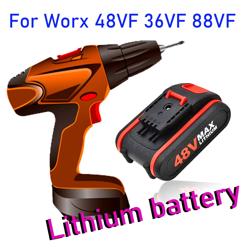 

48V Rechargeable Battery Power Battery Spare Battery,For Worx 48VF 36VF 88VF Impact Drill Electric Scissor Battery Chainsaw