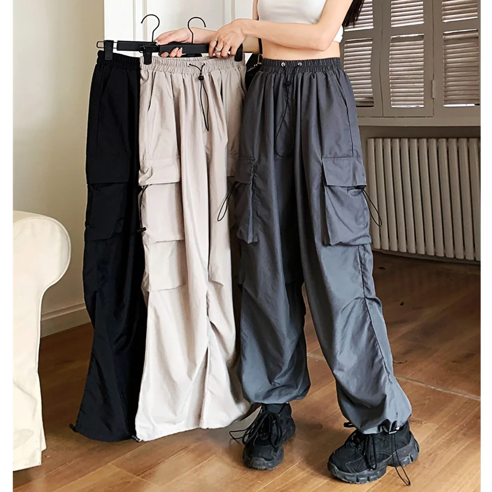 

Y2K Streetwear Wide Leg Cargo Pants Casual Loose Straight Large Pockets Jogging Retro Sweatpants Korean Clothing Women 2023