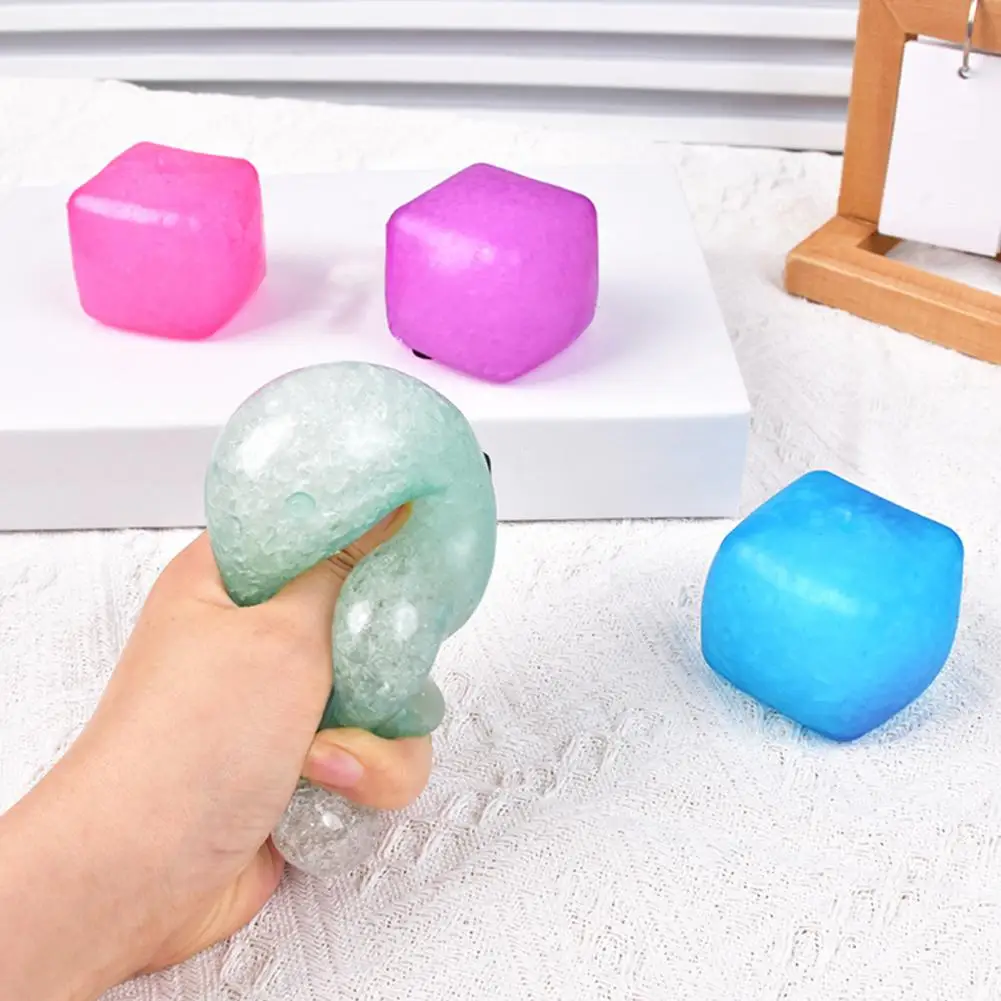 Colorful Stress Cubes Stress Relief Toy Set for Kids Teens Adults 4pcs Ice Pack Squeeze Ball Slow Rebound Tpr Anxiety Toys Gift