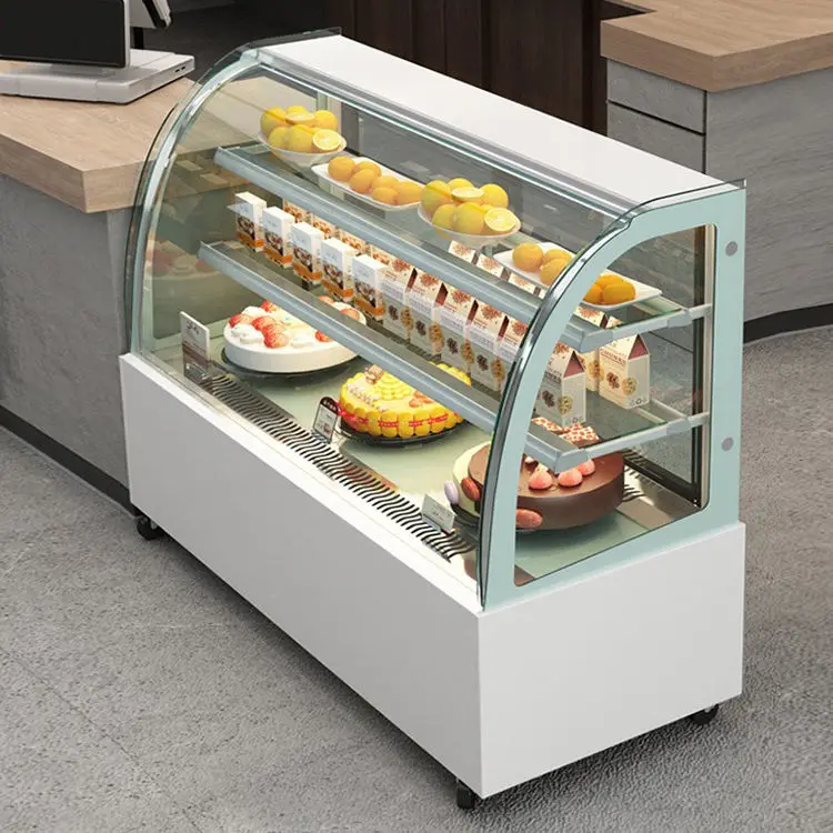 For Commercial 2-Door 304 Stainless Steel Cake Dessert Store Display Refrigerator Defogging Digital/Manual Control Desktop