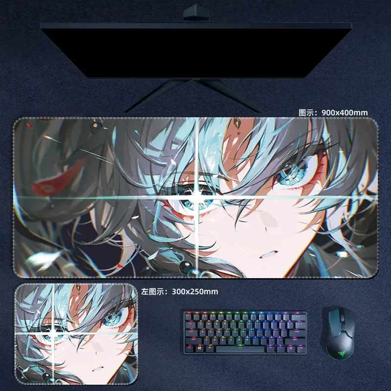 Imagem -03 - Feixiao-honkai Estrela Trilho Mouse Pad Tenn Geki Shougun Grande Mousepad Teclado do Computador Pad pc Gaming Acessórios Desk Mat