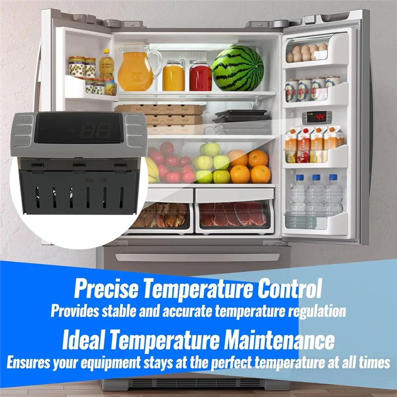 News XR02CX-4N1F1 Universal Temperature Controller Replacement With Sensor Probe For 120V 50-60Hz Commercial Refrigerators