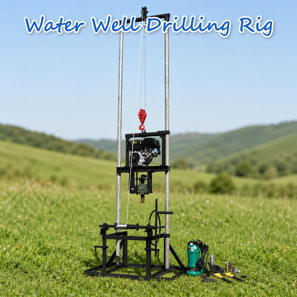 Customized Water Well Boring Machine Petrol or Diesel Power Choice Big Daily Output 80m Reach Frame Structure Type