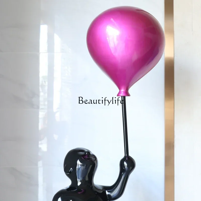 yj21 Sales Office Hall Soft Balloon Boy Fiberglass Floor Large Sculpture Figure Ornament