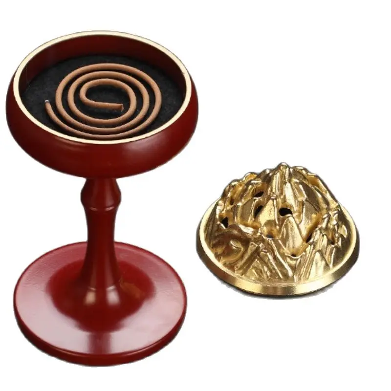 Red Copper Incense Burner Holder For Incense Coils Cones Charcoal Home Temple Decoration Ornament High Quality